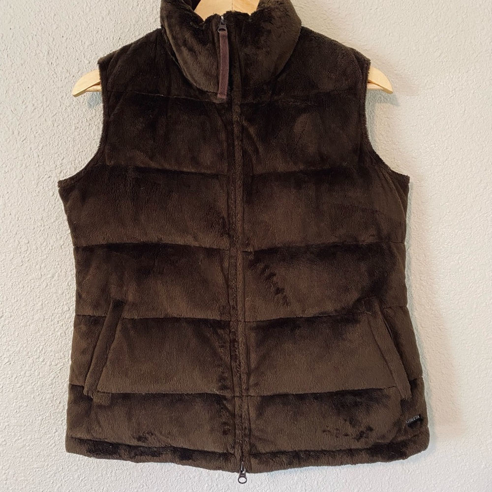 Athleta Chocolate Brown Goose Down Puffer Vest | Like New